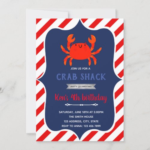 Crab shack birthday party Invitation