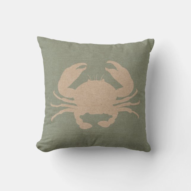 Crab Shell Seafoam Green Throw Pillow (Front)