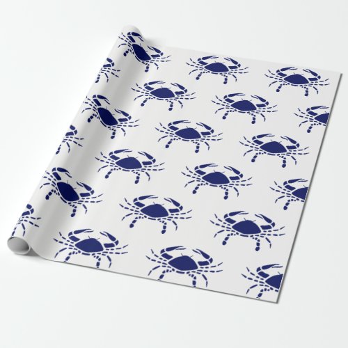 Crab Silhouette 2 Drawing Blue  Wrapping Paper