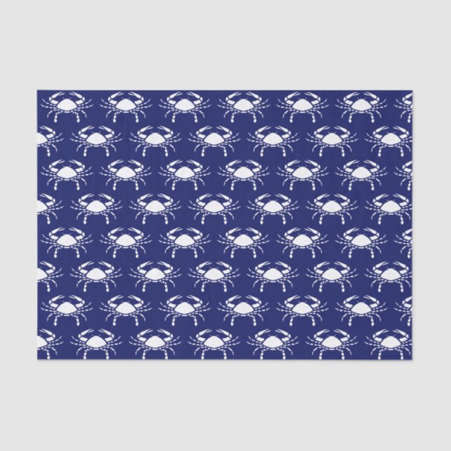 Crab Silhouette #2 Drawing White Blue Tissue Paper (Front)