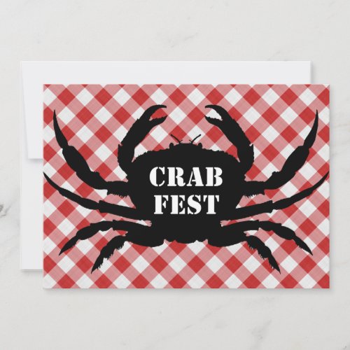 Crab Silo on Red  White Checked Cloth Crab Fest Invitation