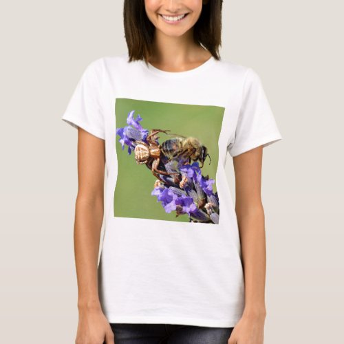 Crab spider eating bee T_Shirt