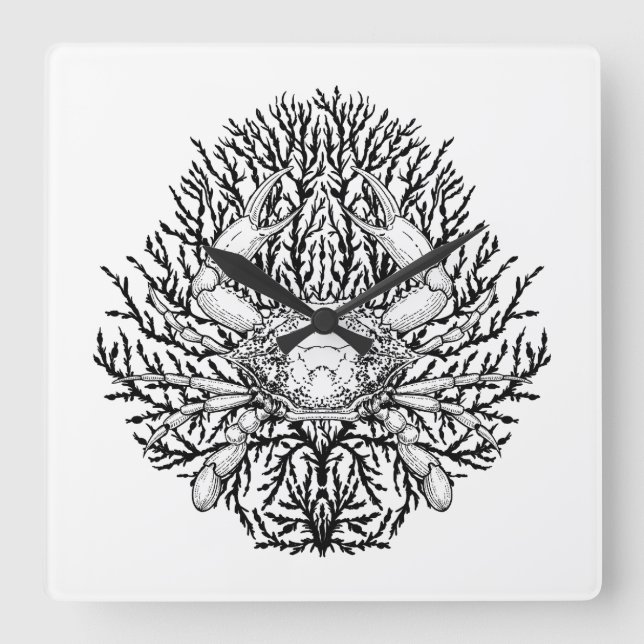 Crab Square Wall Clock (Front)