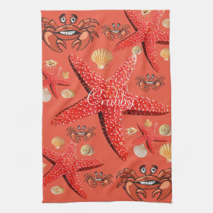 Crab, Starfish, Crabby Kitchen Hand Towel
