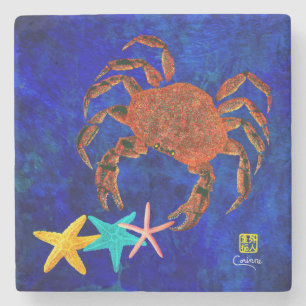 Crab & Starfish - Marble Coaster
