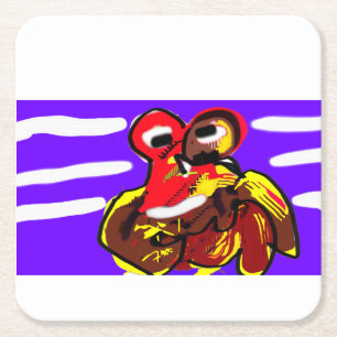 Crab summer square paper coaster