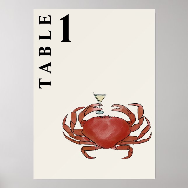 crab table number sign  holder (Front)