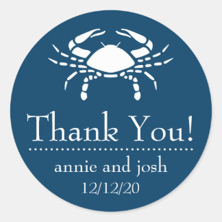 Crab Thank You Labels (Navy Blue)