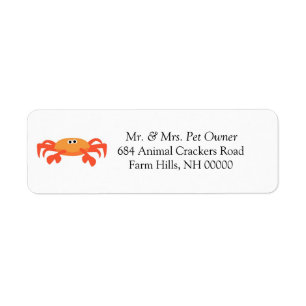 Crab Theme Return Address Labels Stickers