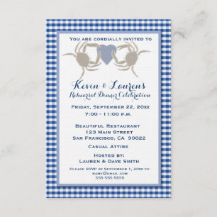 Crab Theme with Blue Gingham Invitation