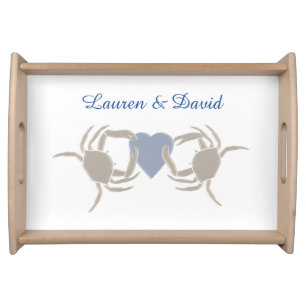 Crab theme with blue heart serving tray