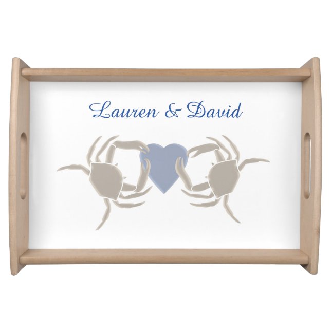 Crab theme with blue heart serving tray (Front)