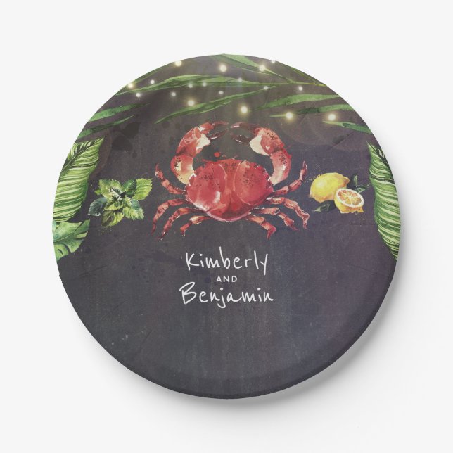 Crab Tropical Beach Paper Plates (Front)