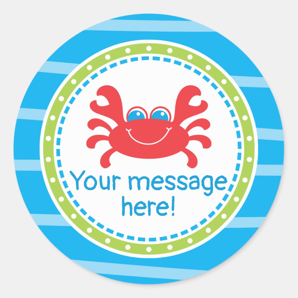 Crab Under the Sea Birthday Classic Round Sticker