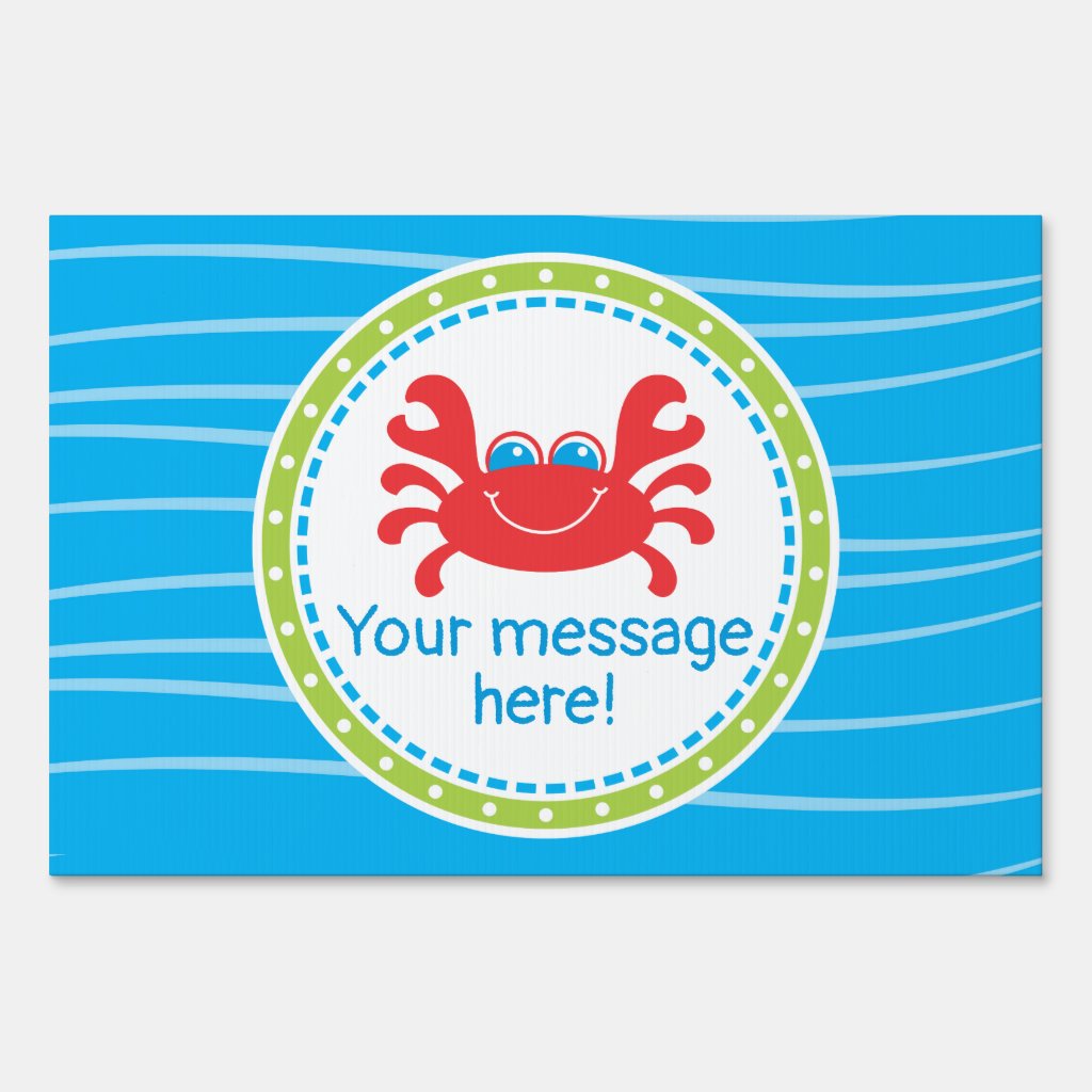 Crab Under the Sea Birthday Lawn Sign