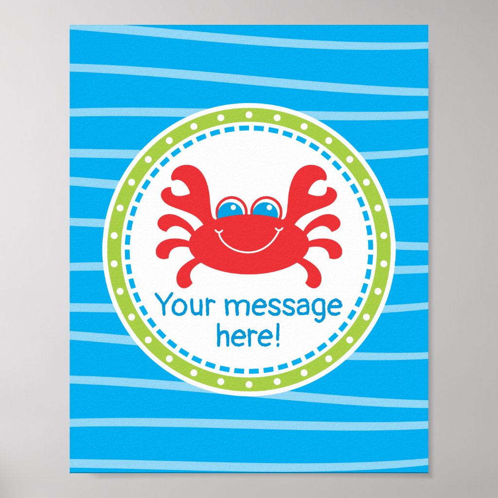 Crab Under the Sea Birthday Poster