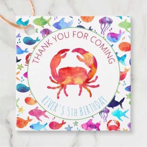 Crab Under The Sea Rainbow Fish Thank You Favor Tags