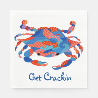 Crab Watercolor Paper Plates Napkins