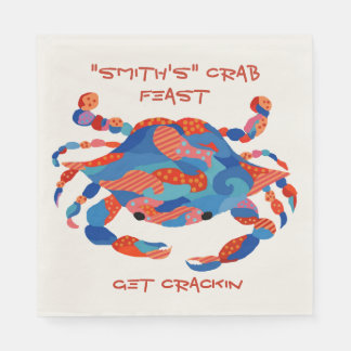 Crab Watercolor Paper Plates Napkins