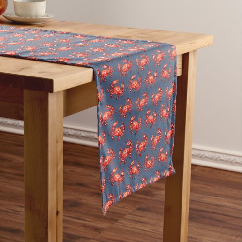 Crab Watercolor Pattern Navy Medium Table Runner