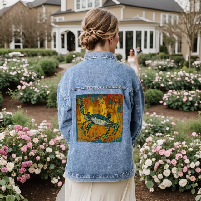 Crab waving denim jeans jacket (Wedding Back)