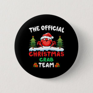 Crab Wearing Santa Hat Xmas Holiday Christmas Crab Button