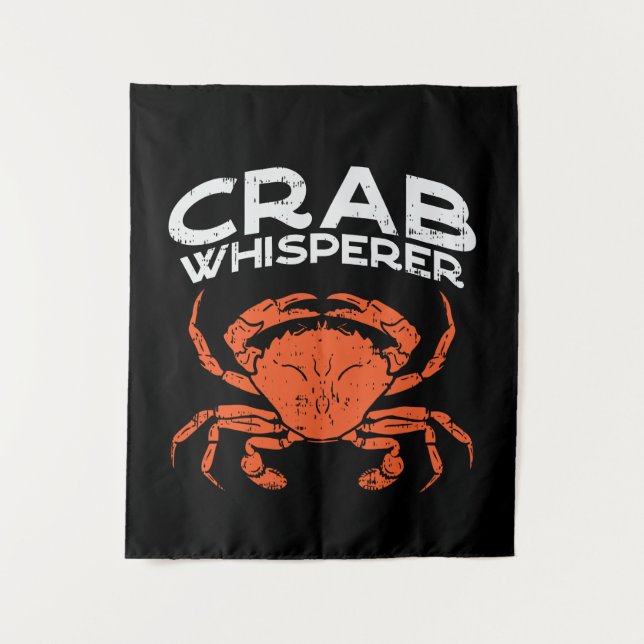 Crab Whisperer Vintage Crabbing Tapestry (Front)