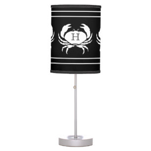 CRAB WHITE on BLACK Stylish Modern Stripes Table Lamp