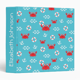 Crab with Lifebuoy 3 Ring Binder
