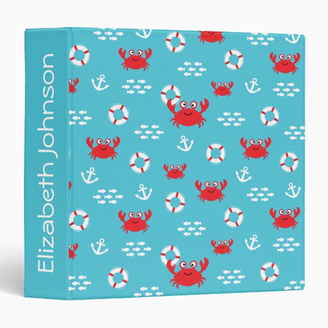 Crab with Lifebuoy 3 Ring Binder (Front/Spine)