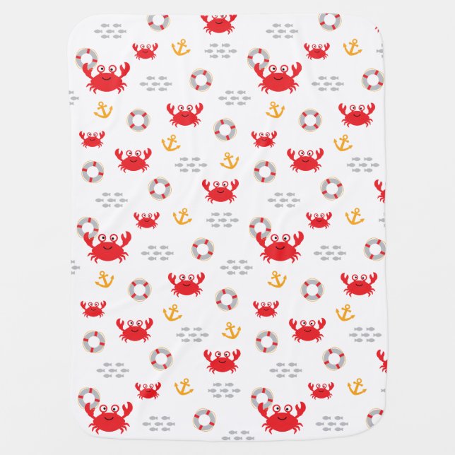 Crab with Lifebuoy Baby Blanket (Front)