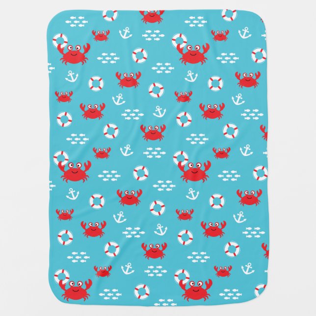 Crab with Lifebuoy Baby Blanket (Front)