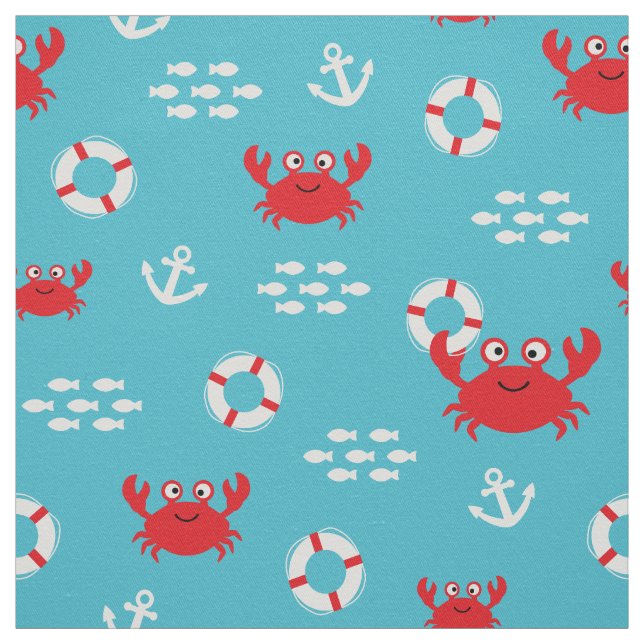 Crab with Lifebuoy Fabric (Swatch)