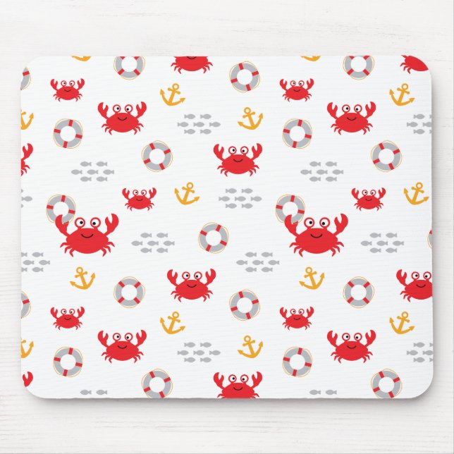 Crab with Lifebuoy Mouse Pad (Front)