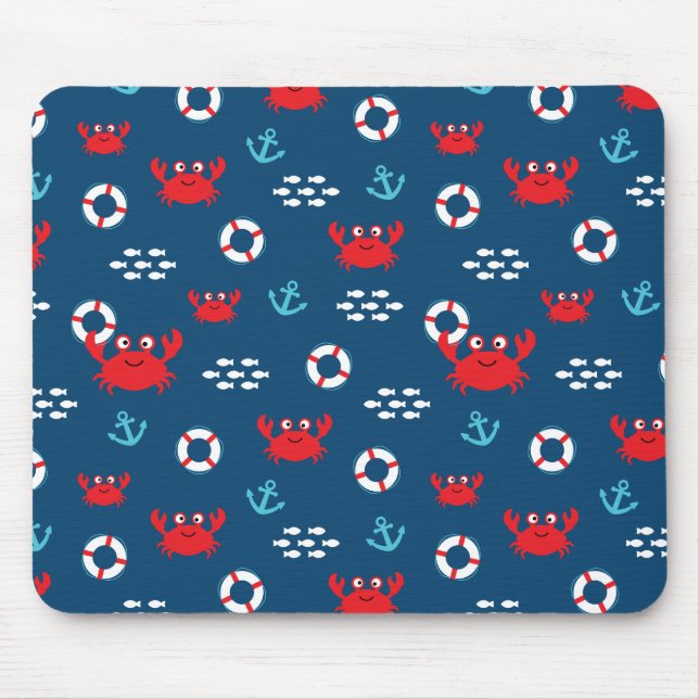 Crab with Lifebuoy Mouse Pad (Front)