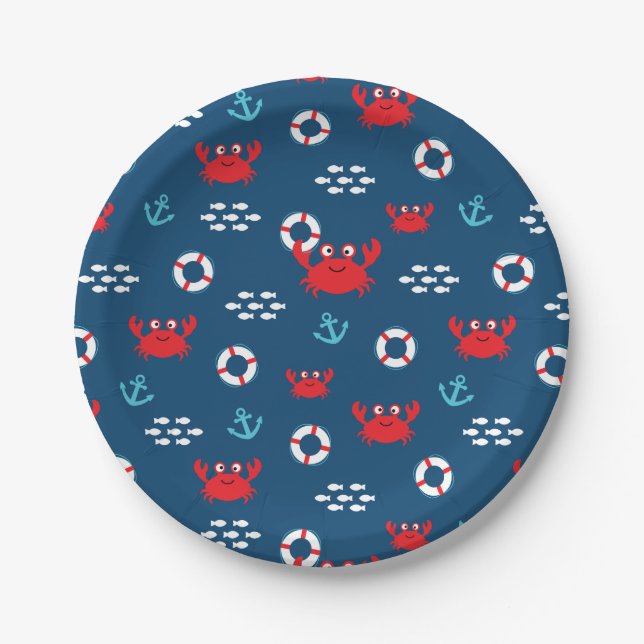 Crab with Lifebuoy Paper Plates (Front)