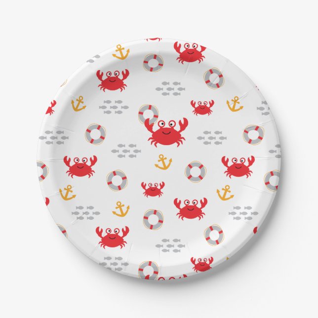 Crab with Lifebuoy Paper Plates (Front)