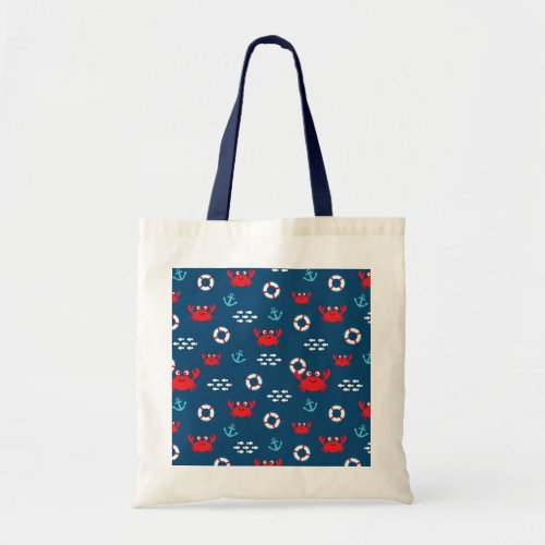 Crab with Lifebuoy Tote Bag