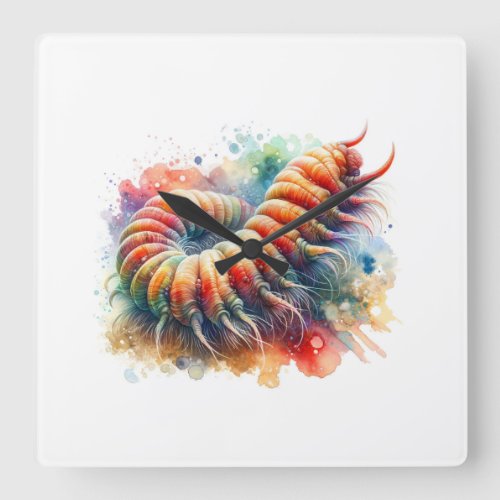 Crab Worm in Watercolor AREF755 _ Watercolor Square Wall Clock