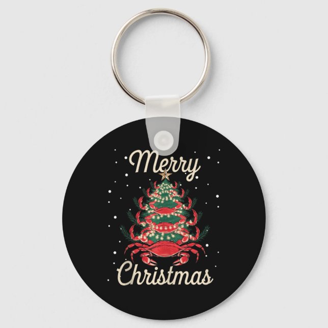 Crab Xmas Tree Crab Christmas Tree  Keychain (Front)
