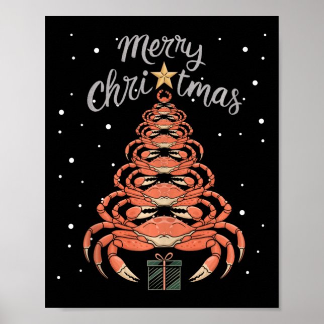 Crab Xmas Tree Crab Christmas Tree Tank Top1  Poster (Front)