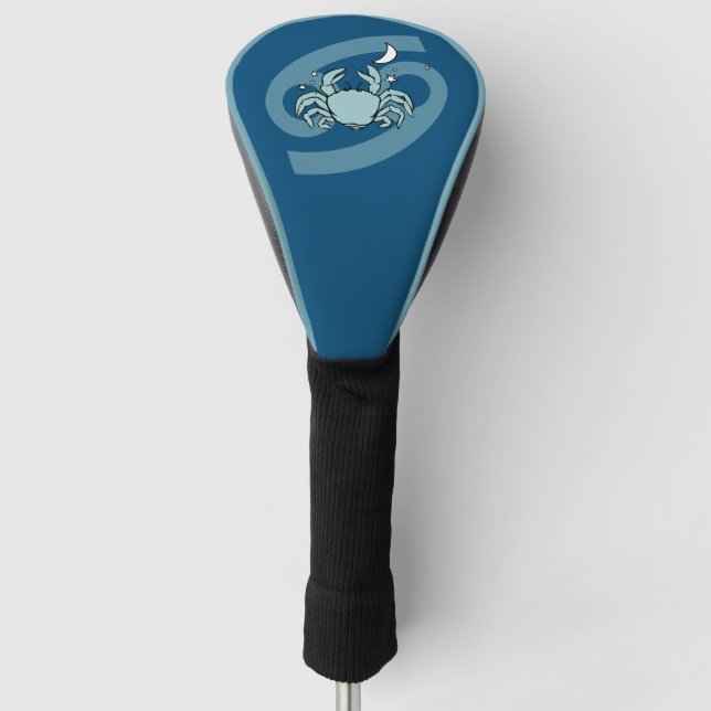 Crab zodiac star sign cancer blue golf cover (Front)