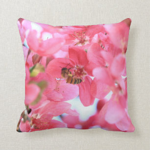 Crabapple Bees 2 Throw Pillow
