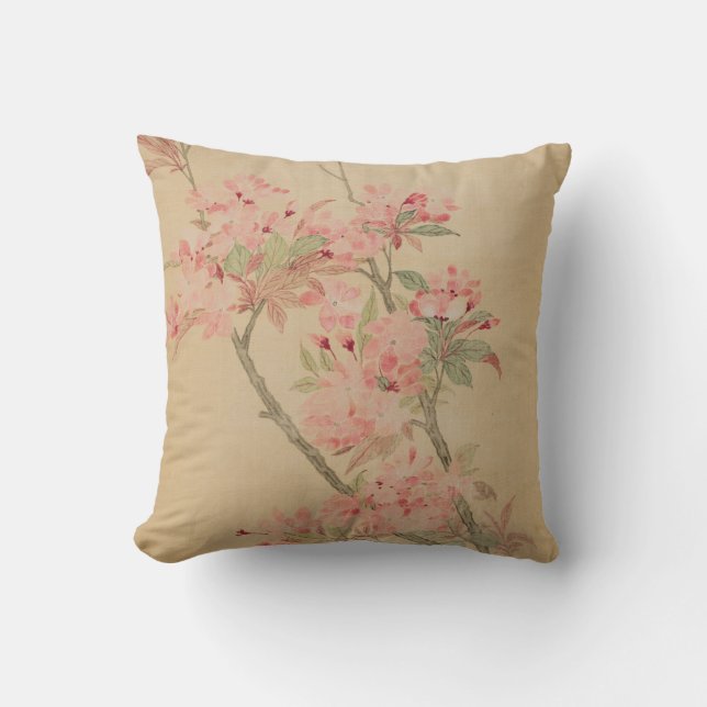 Crabapple Blossoms by Ma Yuanyu Throw Pillow (Front)