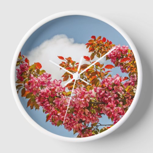 Crabapple Blossoms in Spring Large Clock