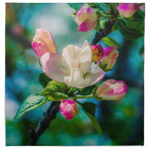 Crabapple flower and buds cloth napkin