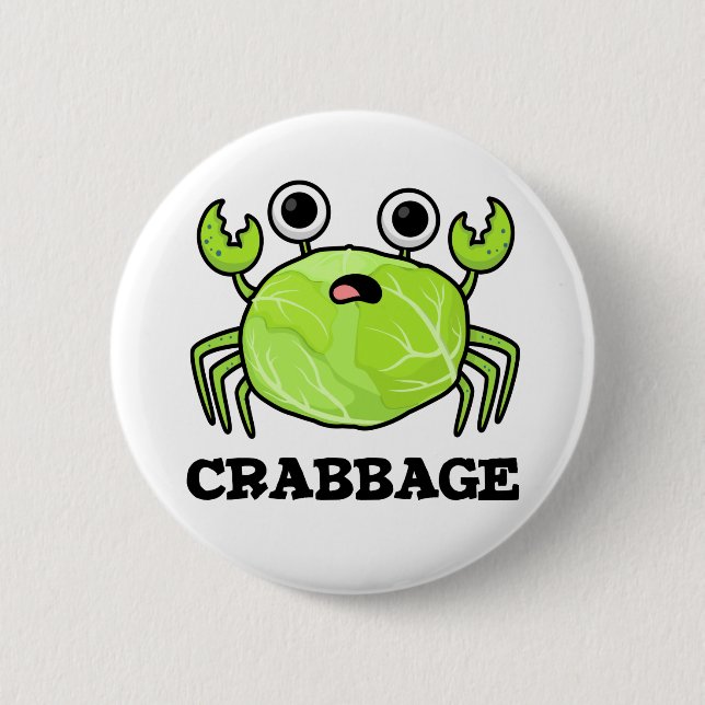 Crabbage Funny Cabbage Crab Pun Button (Front)