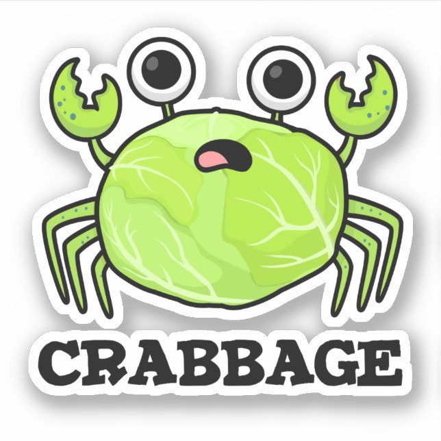 Crabbage Funny Cabbage Crab Pun Sticker (Front)