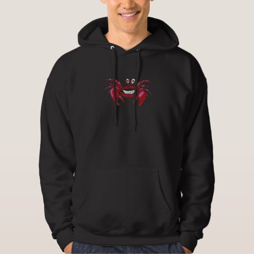 Crabby But Happy Hand Drawn Red Crab   Hoodie