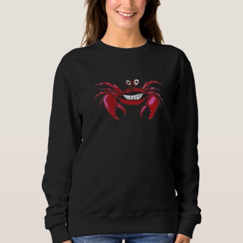 Crabby But Happy Hand Drawn Red Crab   Sweatshirt